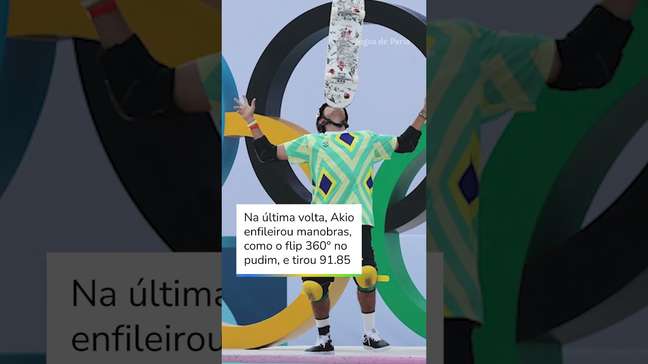 Augusto Akio conquista o bronze no skate park em Paris-2024 #shorts