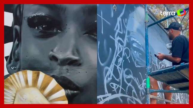 Rebeca Andrade é homenageada por artista com mural em São Paulo