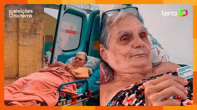 De maca, Idosa de 72 anos chega para votar em escola de Rondônia