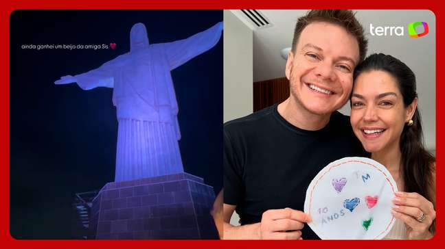 Michel Teló e Thais Fersoza renovam votos no Cristo Redentor: 'Até o infinito'