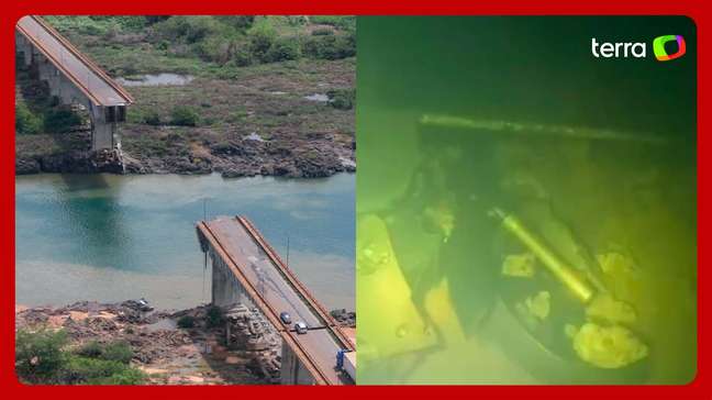 Imagens mostram caminhões submersos em rio após queda de ponte no Tocantins