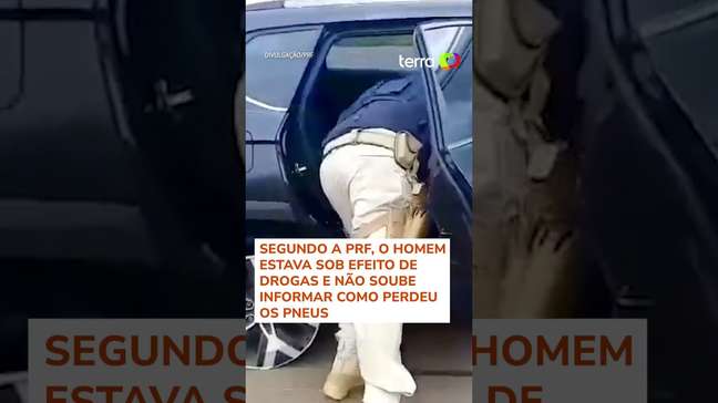 Motorista é flagrado dirigindo carro sem os quatro pneus no interior de SP