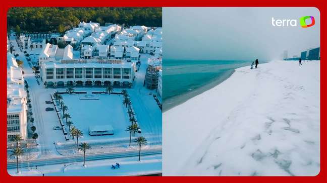 Neve na Flórida: imagens impressionantes mostram praias ‘congeladas’ com clima atípico