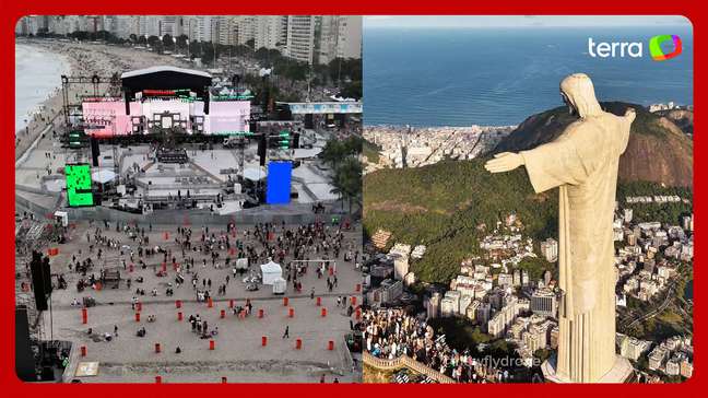 Imagens aéreas revelam estrutura para mega show de Lady Gaga em Copacabana