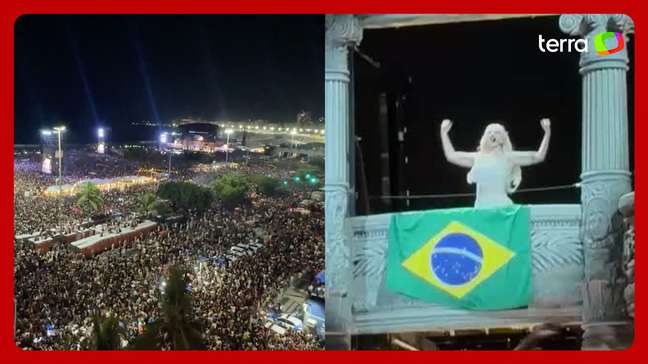Com fãs até em cima de banheiros químicos, vídeo mostra coro de 2 milhões de pessoas com Lady Gaga