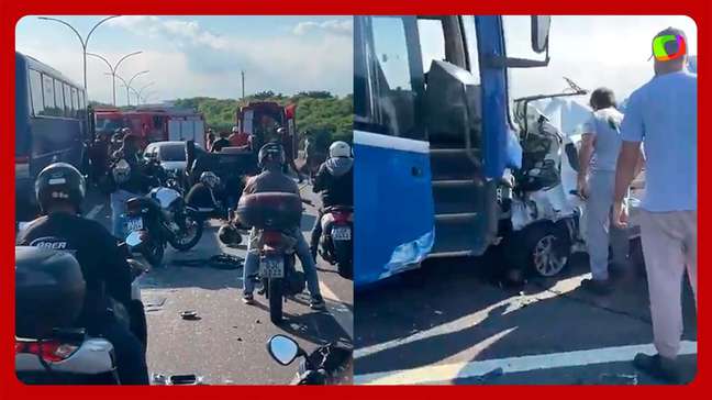 Acidente envolvendo 8 veículos interdita Linha Vermelha e 4 pessoas ficam feridas no RJ