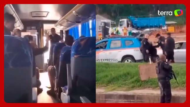 Passageiro registra desespero em ônibus assaltado e cercado pela polícia no RJ: ‘Se entrega aí’