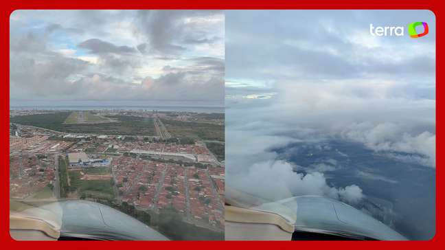 Piloto impressiona ao mostrar avião atravessando nuvens para pousar em Sergipe