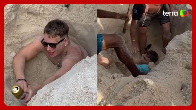 Turista britânico cava buraco, fica preso por 3 horas e precisa ser resgatado na Praia de Copacabana