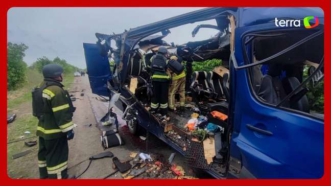 Ataque russo na Ucrânia atinge ônibus e mata 9 passageiros