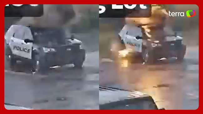 Vídeo mostra o momento em que viatura da polícia é atingida por raio nos EUA