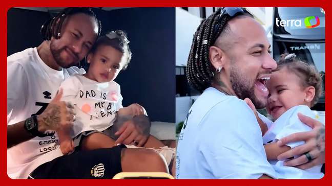 Dia de pai de filha: Mavie acompanha Neymar em visita ao Santos e encanta torcedores