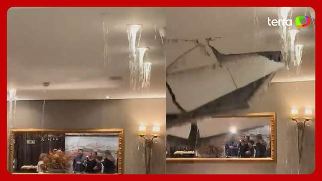 Teto de tradicional restaurante desaba após temporal em Curitiba