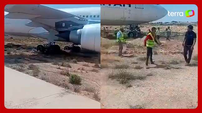 Avião sai da pista durante decolagem e fica preso em terra na Líbia