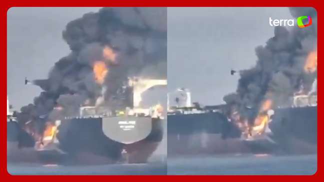 Navios petroleiros colidem e um deles pega fogo entre Irã e Emirados Árabes