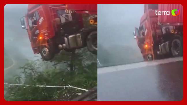 Caminhão com motorista dentro fica pendurado a centenas de metros de altura após ponte desabar na China