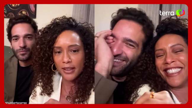 Taís Araújo e Humberto Carrão brincam sobre memes com a cabeça do ator: 'Tô traumatizado'