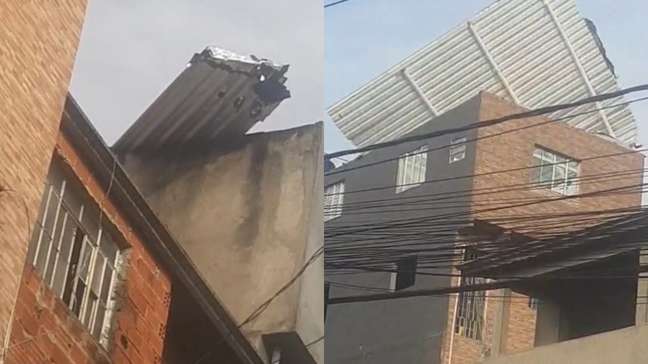 Vídeo mostra o momento em que telhado inteiro de casa é arrancado por ventania em SP