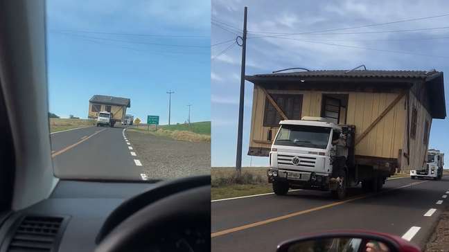 Caminhão é flagrado transportando casa inteira em estrada no Paraná