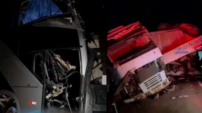 Acidente entre ônibus e carreta deixa 11 mortos e mais de 40 feridos em rodovia no MT
