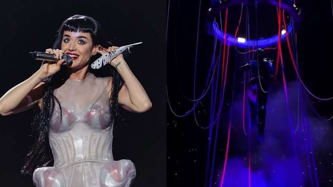 Katy Perry leva ‘choque’ no palco durante show de turnê nos EUA