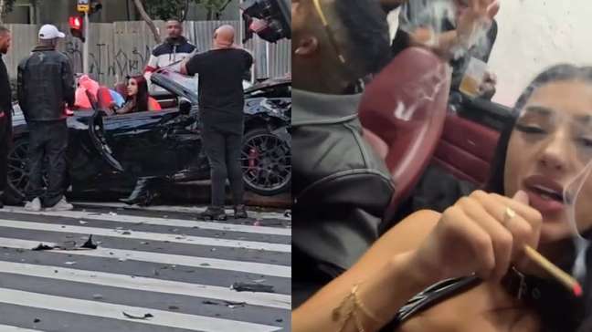 Bia Miranda e Gato Preto sofrem acidente de carro após 'noitada' em SP; Porsche ficou destruído
