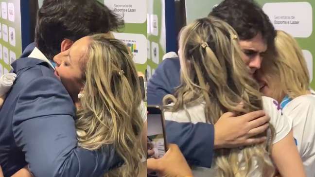 Emoção e alegria: comissão técnica brasileira da ginástica rítmica comemora após apresentação