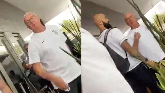 Dorival discute com torcedor do Corinthians que atirou cabeça de porco no gramado antes de jogo contra o Vasco