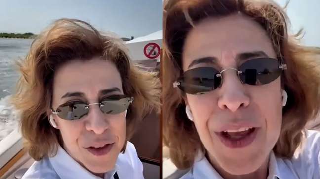 Fernanda Torres curte passeio de lancha a caminho do Festival de Cinema de Veneza: 'Ainda estou aqui'