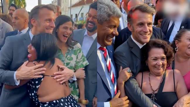 Vídeo mostra mulheres agarrando Macron em Salvador