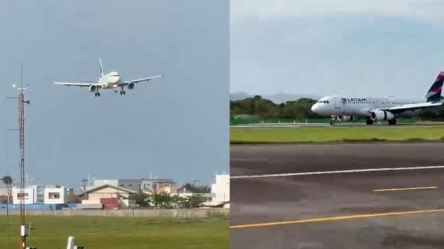 Vídeo impressiona ao mostrar avião pousando ‘de lado’ por fortes ventos em Santa Catarina
