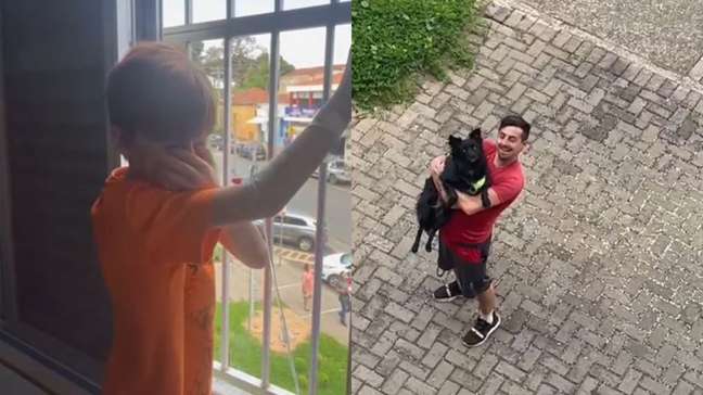 Menino internado recebe visita surpresa de sua cadela em frente a hospital