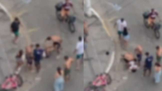 Jovem é espancado no meio da rua por grupo no litoral de São Paulo