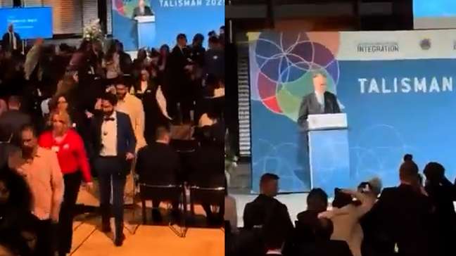 Plateia abandona evento momentos antes de discurso do chanceler alemão