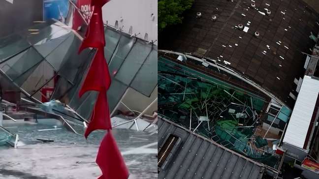 Cobertura de academia desaba após temporal em São Paulo; vídeos mostram destruição