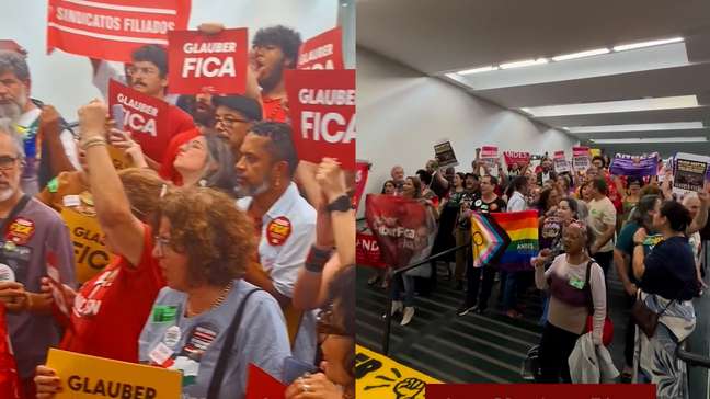 Protesto contra cassação de Glauber Braga ocupa Câmara dos Deputados: 'Motta sai, Glauber fica'