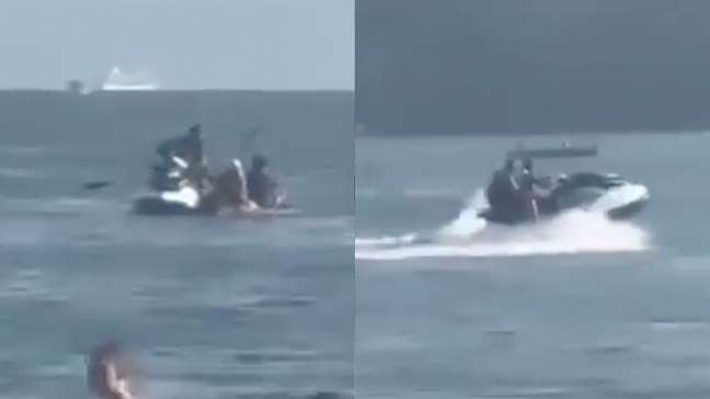 Ladrões em moto aquática assaltam casal dentro do mar em São Vicente (SP)