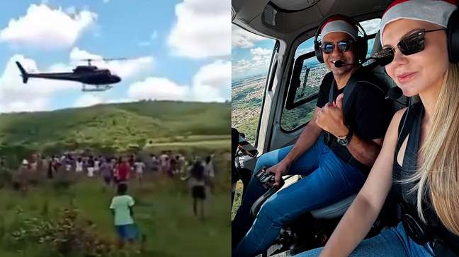 Frigorífico joga carnes com Flávio Bolsonaro por helicóptero em ação de Natal e gera polêmica