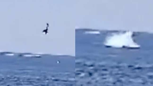 Vídeo mostra queda de avião de propaganda em Copacabana (RJ)