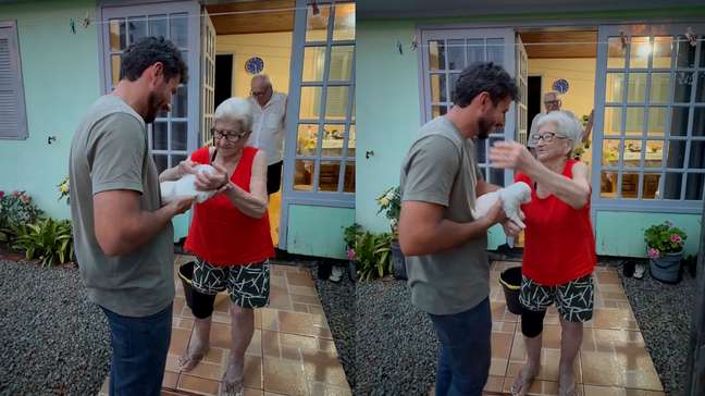 Neto surpreende avó com filhote de cachorro e reação comove as redes