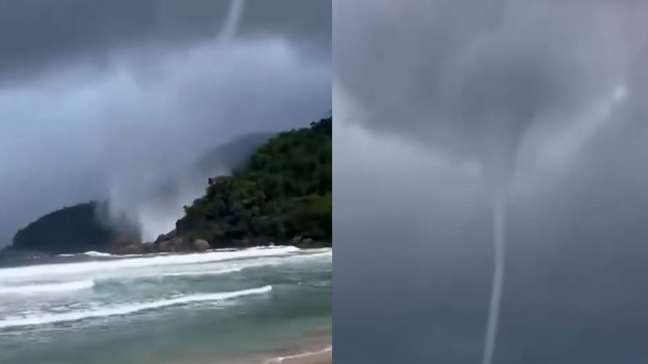 Vídeo mostra formação de tromba d’água em praia de Paraty