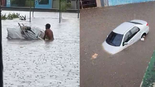 Carros boiando e pessoas com água na cintura: temporal alaga avenidas e causa transtornos na Grande SP