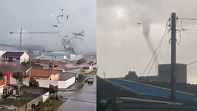 Vídeos mostram formação e passagem de tornado com ventos de 180 Km/h na Grande Curitiba