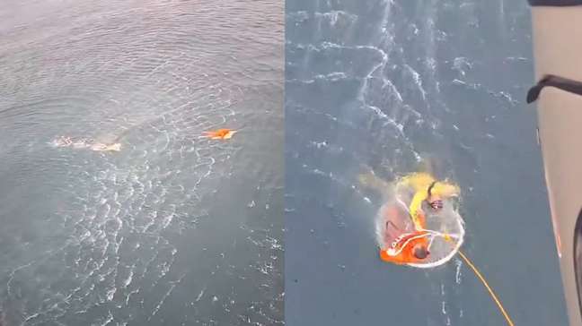 Pescador é resgatado após ficar horas agarrado a porta de geladeira à deriva