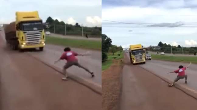 Jovem é preso após fazer ‘jogo da galinha’ com carreta e quase provocar acidente no Paraguai