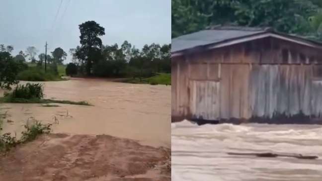 Vídeo mostra casa sendo arrastada por enxurrada durante em MT