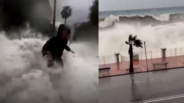Ciclone Harry: prefeitos são atingidos por onda 'gigante' durante transmissão ao vivo na Itália