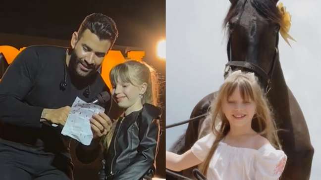 Fã mirim de Gusttavo Lima ganha cavalo do cantor após fazer pedido em show: 'Sonhou alto'