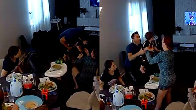 Pai salva bebê que engasgou com pedaço de carne durante refeição em casa