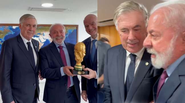 Lula se encontra com Infantino e pede que Ancelotti ganhe Copa do Mundo: 'Pode ganhar'